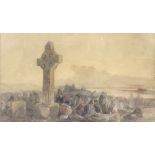 Francis William Topham RA RWS OWS (British, 1808-1877): 'Pilgrims to Clonmacose Cross', Ireland,