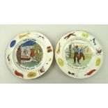 A pair of child's ceramic polychrome plates, early 1800's, by Fell and Co (1817-1830),