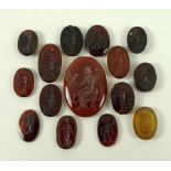 A collection of hardstone intaglios, unmounted.