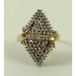 A 9ct gold and diamond dress ring,