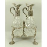 A George III silver cruet stand,