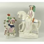 A Victorian Staffordshire figure of an equestrian lady entitled 'Princess', 23cm,