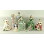 A collection of Royal Doulton figurines, comprising 'Flowers of Love' HN3709, 'Rose',