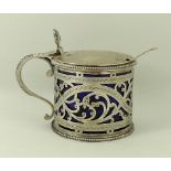 A George III silver drum mustard, of cylindrical form, with beaded borders and handle,