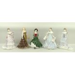 A collection of Royal Worcester figurines, comprising 'Amber' CW694, 'With All My Heart', CW504,