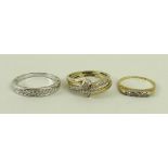 A pair of 9ct gold and diamond rings,