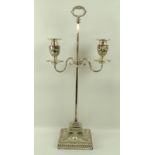 A late 19th century silver plated candelabrum,