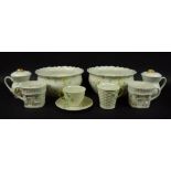 A collection of Belleek ceramics comprising two Daffodil fruit bowls, 25 by 12cm,