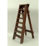 A mahogany apprentice or salesman's model of a miniature step ladder, early 20th century,