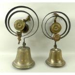 A pair of 19th century servant's call bells, sprung steel and brass.