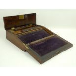 A Victorian rosewood writing slope with mother of pearl inlay, a/f slope loose, 30 by 24 by 8.5cm.