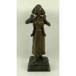 An Austrian patinated bronze figurine of a peasant girl, late 19th/early 20th century,