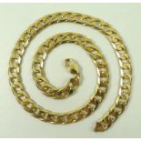 An Italian 9k gold curb link necklace, 1cm wide by 55cm long, 94.5g.