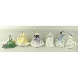 A collection of Royal Doulton figurines, comprising 'Ninette' HN2379, 'Adele' HN2480,