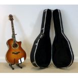 A Crafter GE33/VTG steel strung acoustic guitar, with amp socket, and mother of pearl inlay,