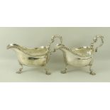 A pair of early George III silver sauce boats,