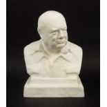 A Spode Parian ware bust of Winston S. Churchill, first edition after Oscar Nemon, 12 by 10 by 19cm.