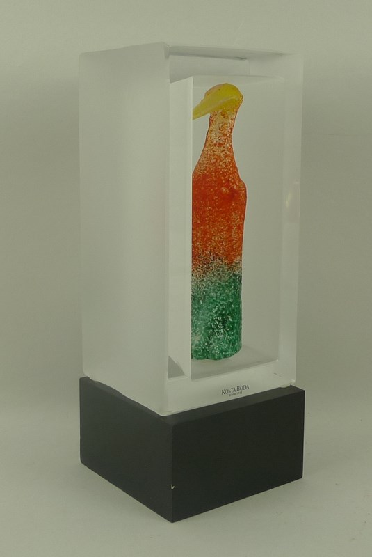 A Kosta Boda Scandinavian Art Glass sculpture of a colourful bird, designed by Kjell Engman, - Image 2 of 3