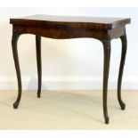 A George III mahogany and kingwood banded card table, circa 1785, in the French taste,