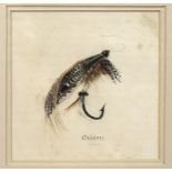 Early 20th century school: 'Childers', a fishing fly, ink and pastel on silk,