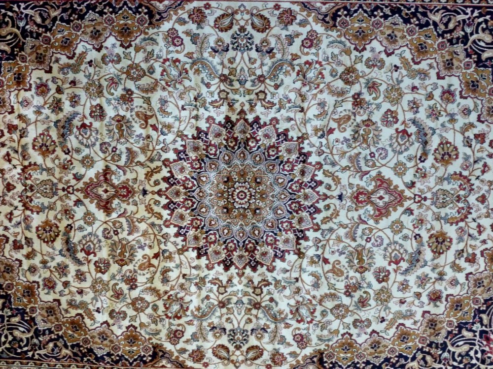 A Keshan rug with beige ground, central star medallion, - Image 2 of 3