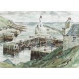 20th century School: Fishing port, watercolour, signed 'J.D.N.', 25 by 35cm.