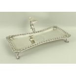 A George III silver snuffers stand, of waisted rectangular form,