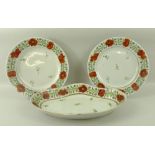 A pair of English creamware dessert plates, early 19th century, 21cm, and an oval dish, 28 by 19cm,