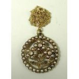 A diamond and seed-pearl pendant,