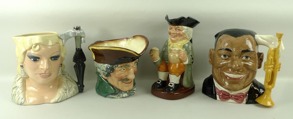 A group of Royal Doulton character jugs comprising 'Dick Turpin', 'Happy John',