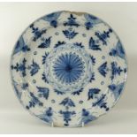 An English Bristol Delftware charger, mid 18th century,