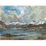 Barbara, Lady Brassey: Highland Loch, Winter, watercolour, signed,