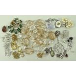 A collection of costume jewellery including two Malissa J necklaces, a Ciro swan brooch,