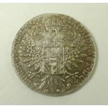 A 1780 Maria Theresa silver trade coin, large mature bust taler restrike, S.F.