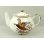 A Sheridan part dinner and tea service, in the 'Pheasant' pattern, comprising tea pot, milk jug,