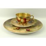 A Royal Worcester cabinet plate, decorated with plums and gooseberries, 23cm,