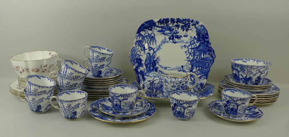 A Royal Crown Derby porcelain part tea service, circa 1930, decorated in the Mikado pattern, - Image 2 of 2