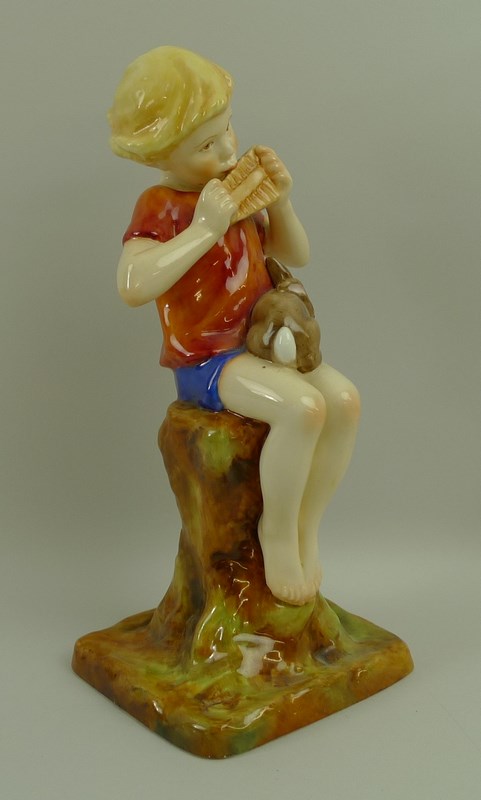 A Royal Worcester figurine of Peter Pan, number 3011, with a red shirt, modelled by F. - Image 2 of 4