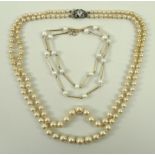 A single strand pearl necklace, the eighteen Lotus freshwater pearls separated by 9ct gold bars,