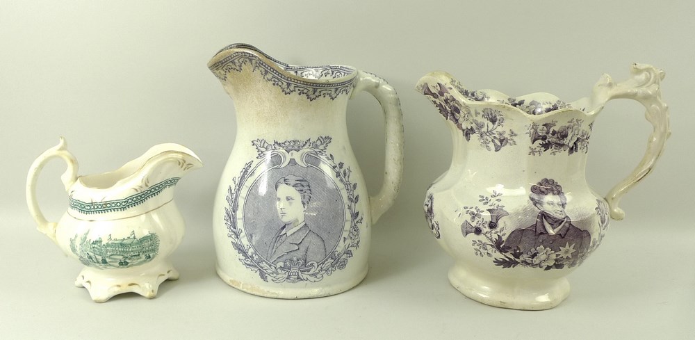 A Staffordshire pottery commemorative jug for Queen Victoria and Prince Albert, circa 1840,