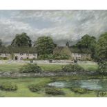 G. Else: a pastel study of cottages and a pond, signed lower right, 24 by 27cm.