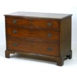 An early Victorian mahogany chest of three graduated drawers, with cock beading, oak and pine lined,