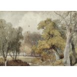 General Walter Fane (British, 1828-1885): a landscape study with autumnal trees in parkland,