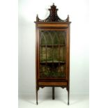 An Edwardian mahogany inlaid and crossbanded corner display cabinet,