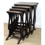 A quartetto nest of four black lacquer occasional tables, circa 1900,