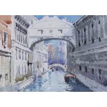 Alan Oliver: 'The Bridge of Sighs, Venice', watercolour, signed lower right, with title verso,