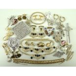 A collection of costume jewellery items comprising a Georgian pave set paste belt buckle,