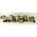 A group of eight character jugs, comprising six Royal Doulton jugs, Capt Henry Morgan, D6467,