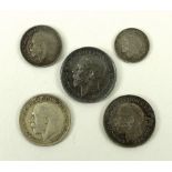 A collection of loose George V Maundy money, 1921, 3d, 2d, 1d, and 1920 4d and 3d.