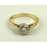 An 18ct gold and diamond solitaire ring, diamond approximately 0.75ct, size L, 2.9g total weight.